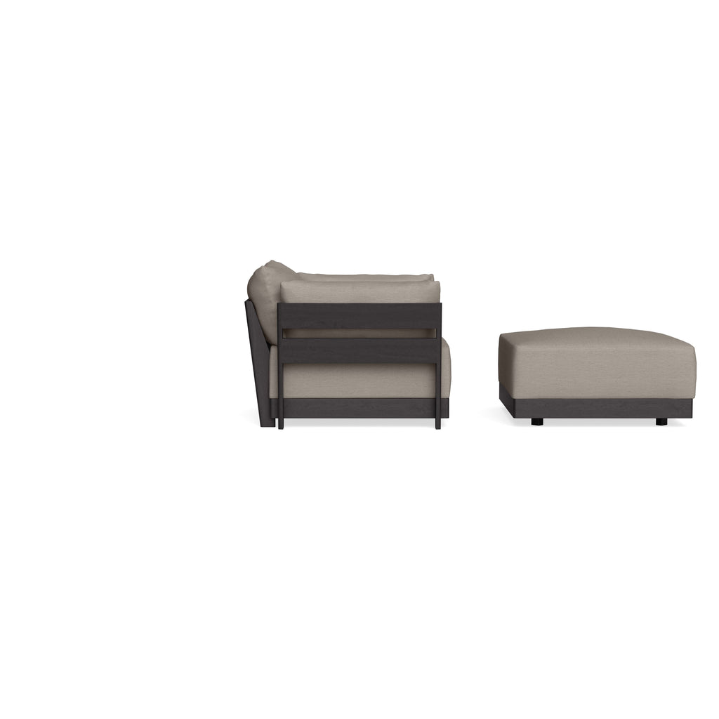 Modular Bondi Black Armchair + Ottoman in Cinder Gray | Memory Foam Blend