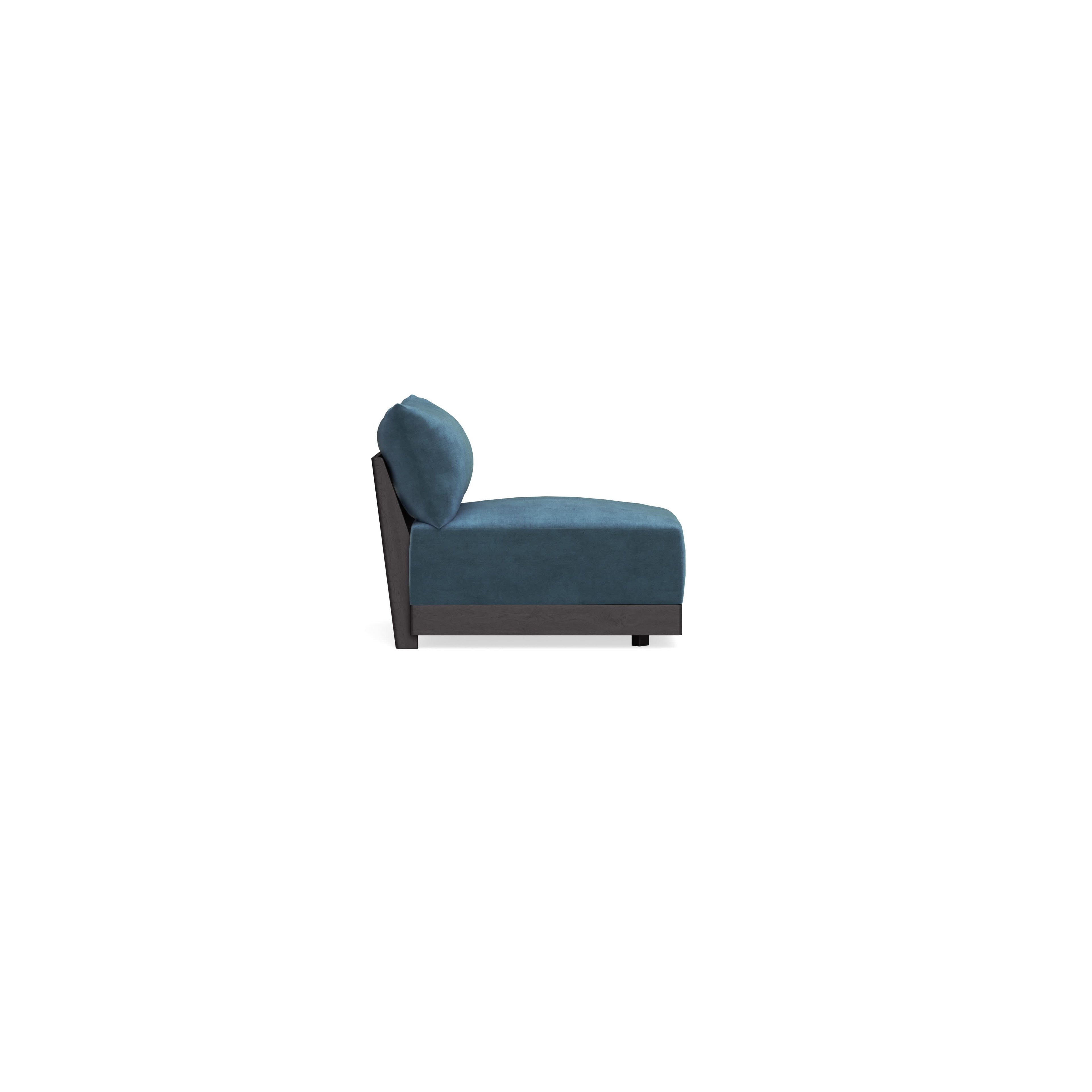 Modular Bondi Black Armless Chair in Oxford Blue | Memory Foam Blend