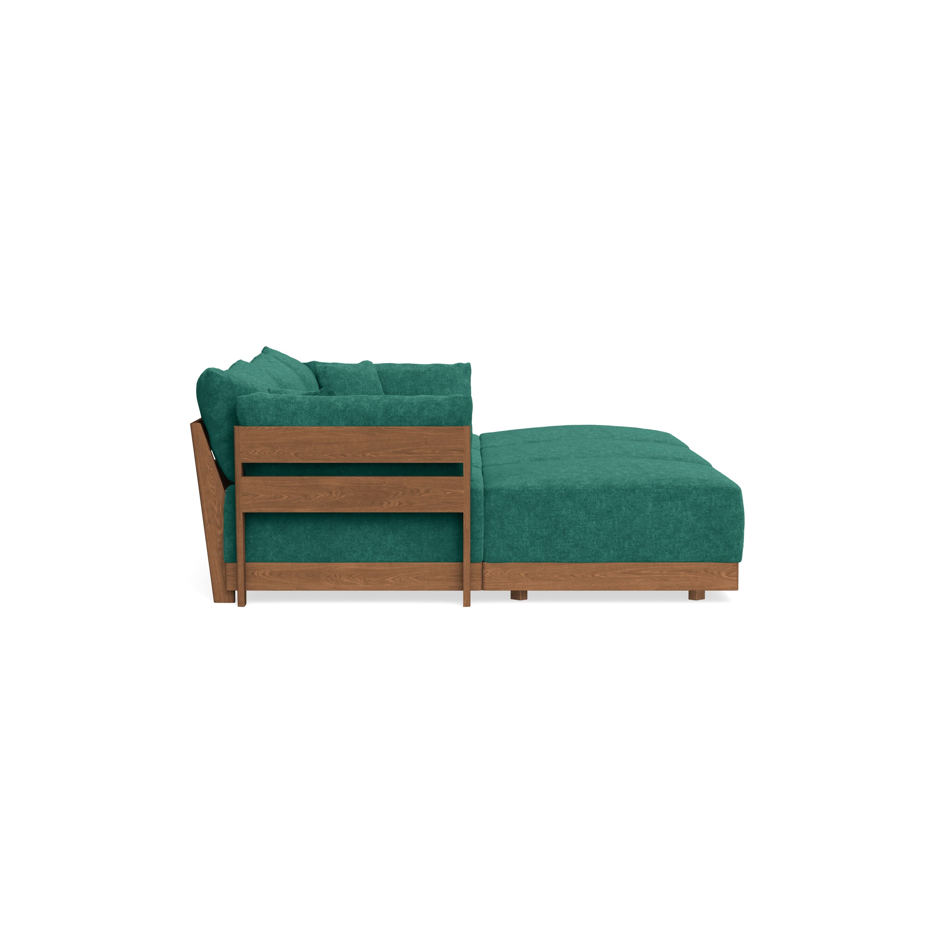Modular Bondi Espresso 3-Seater Daybed Sofa Sectional in Jade Green | Memory Foam Blend