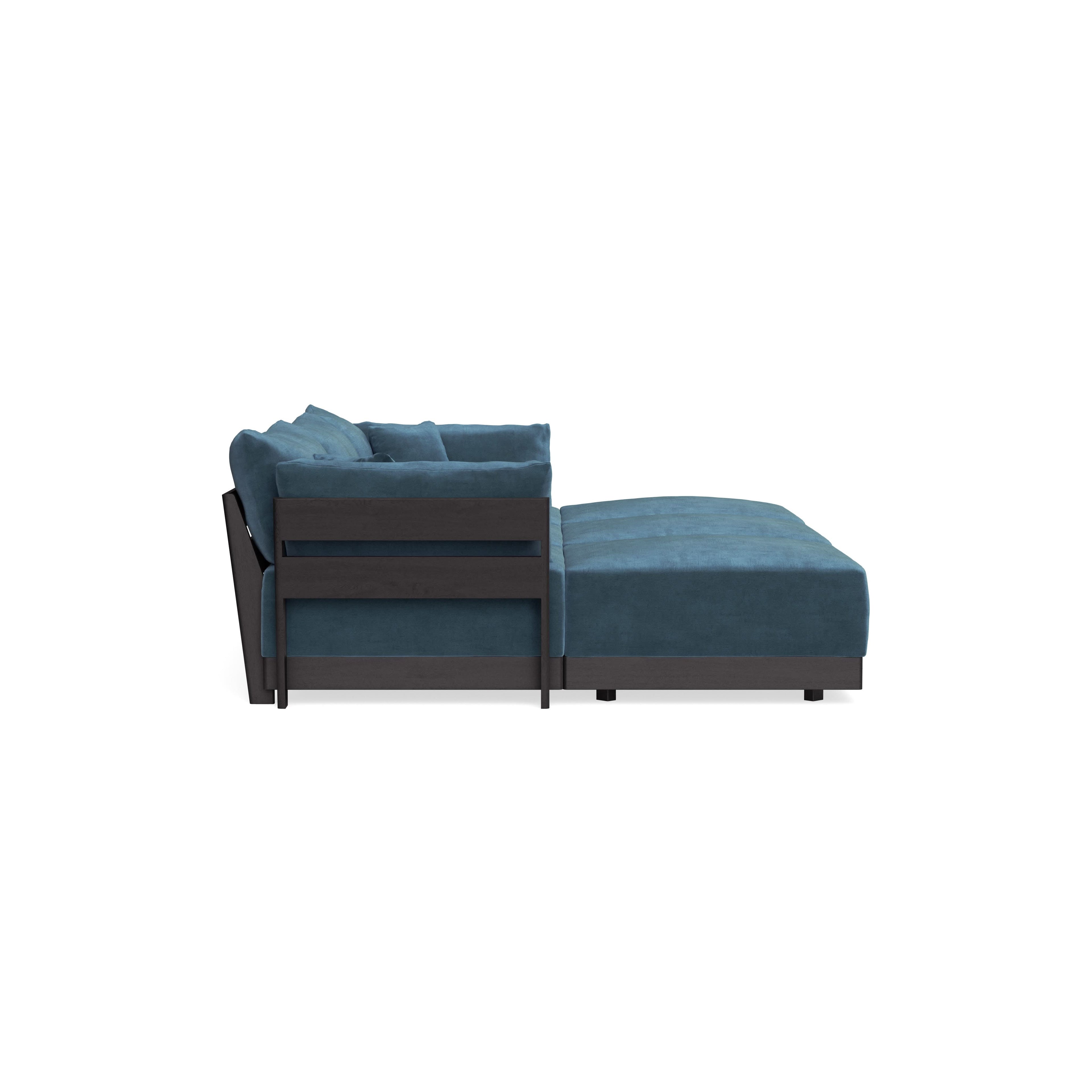 Modular Bondi Black 3-Seater Daybed Sofa Sectional in Oxford Blue | Classic Blend