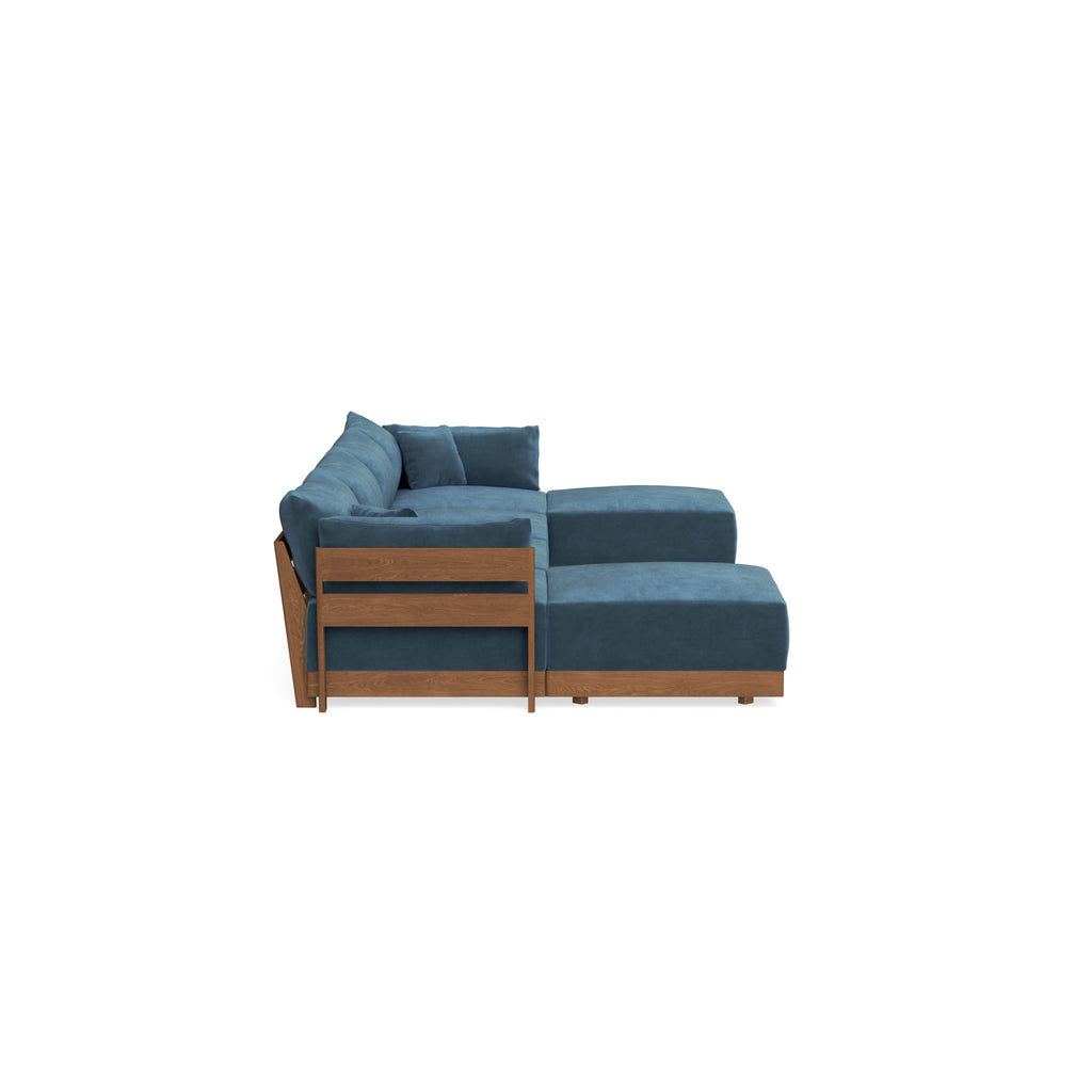 Modular Bondi Espresso 4-Seater U-Sectional in Oxford Blue | Memory Foam Blend