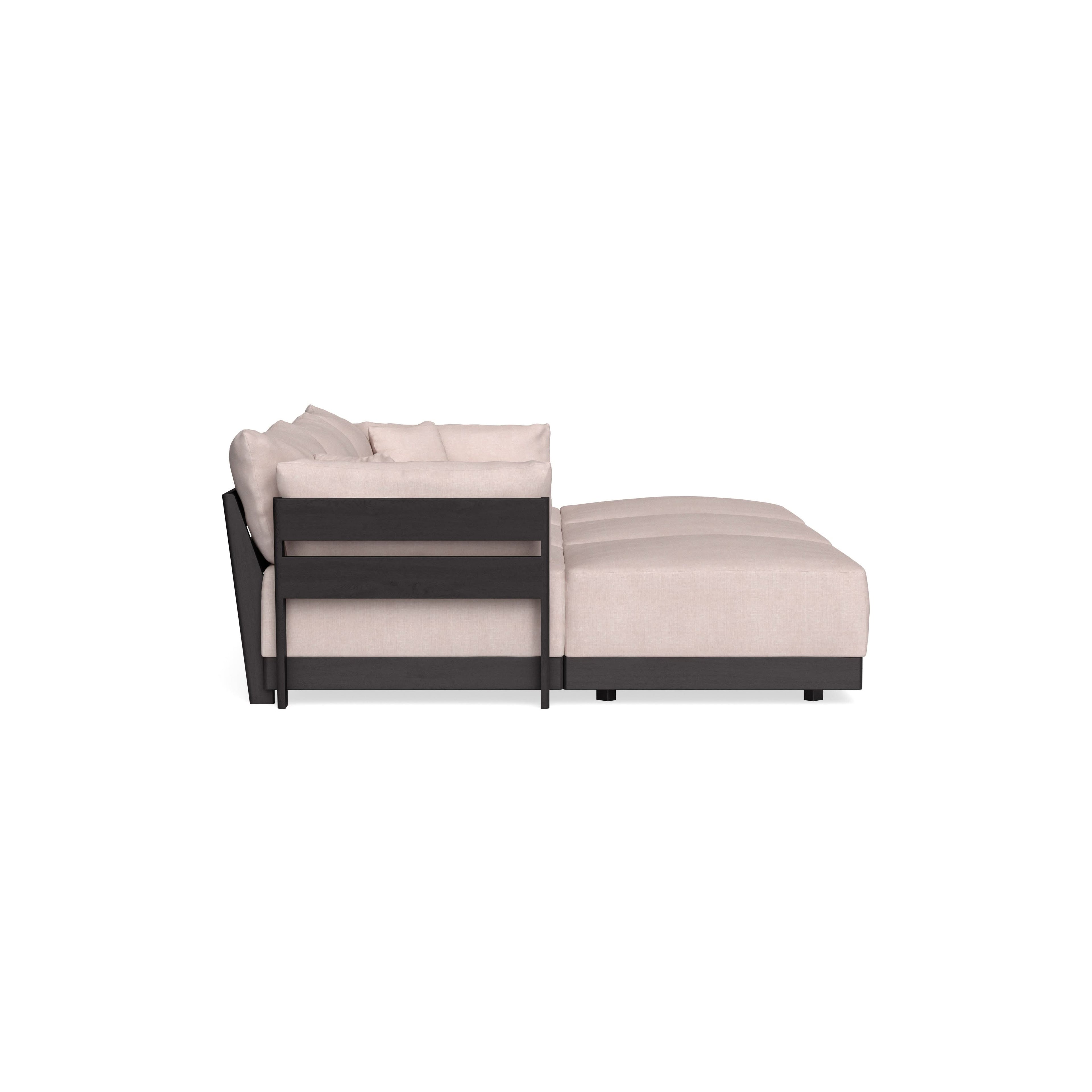 Modular Bondi Black 3-Seater Daybed Sofa Sectional in Blush | Memory Foam Blend