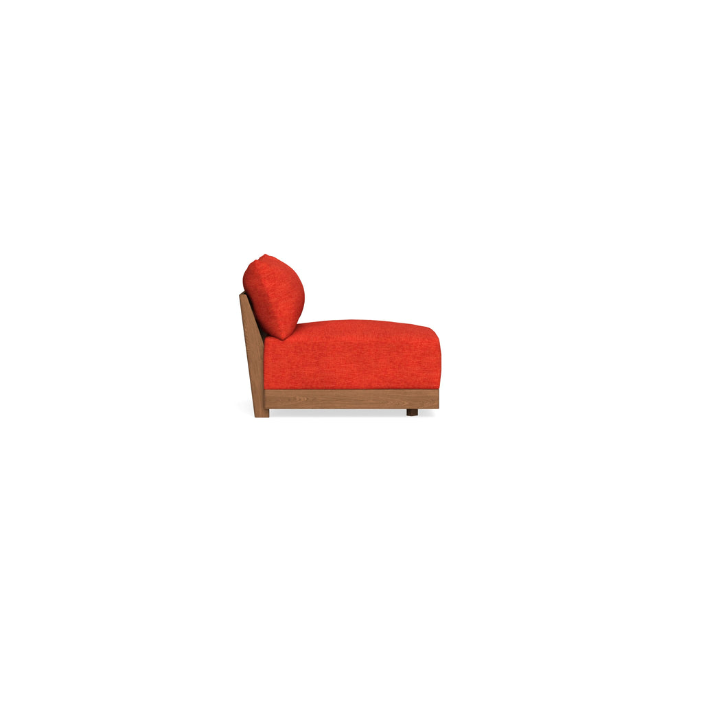Modular Bondi Espresso Armless Chair in Poppy Orange | Memory Foam Blend