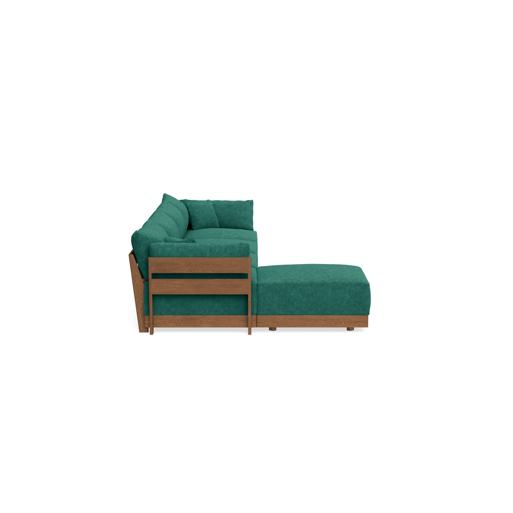 Modular Bondi Espresso 4-Seater Sectional in Jade Green | Memory Foam Blend
