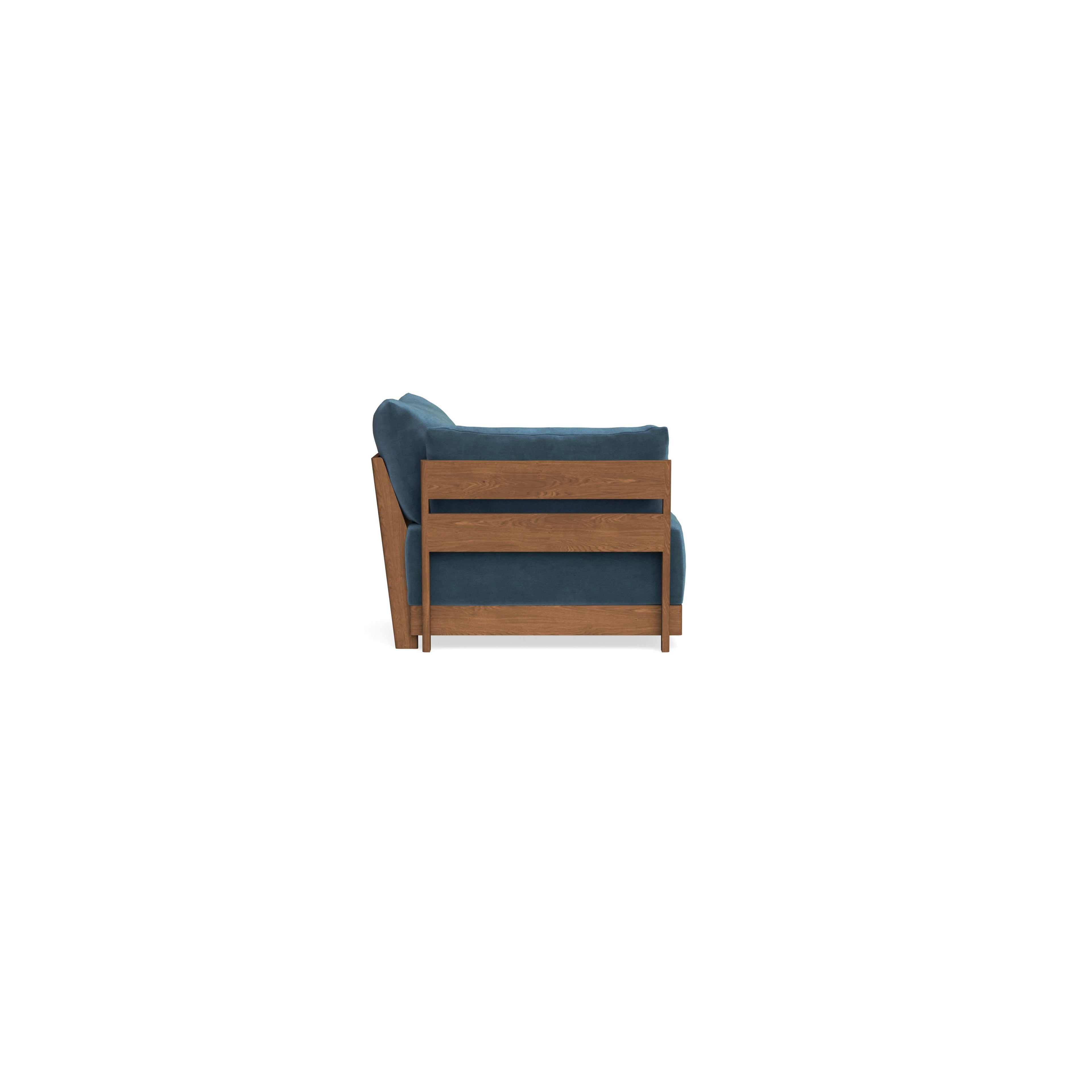 Modular Bondi Espresso End Chair in Oxford Blue | Memory Foam Blend