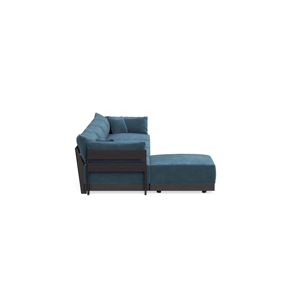 Modular Bondi Black 4-Seater Sectional in Oxford Blue | Memory Foam Blend
