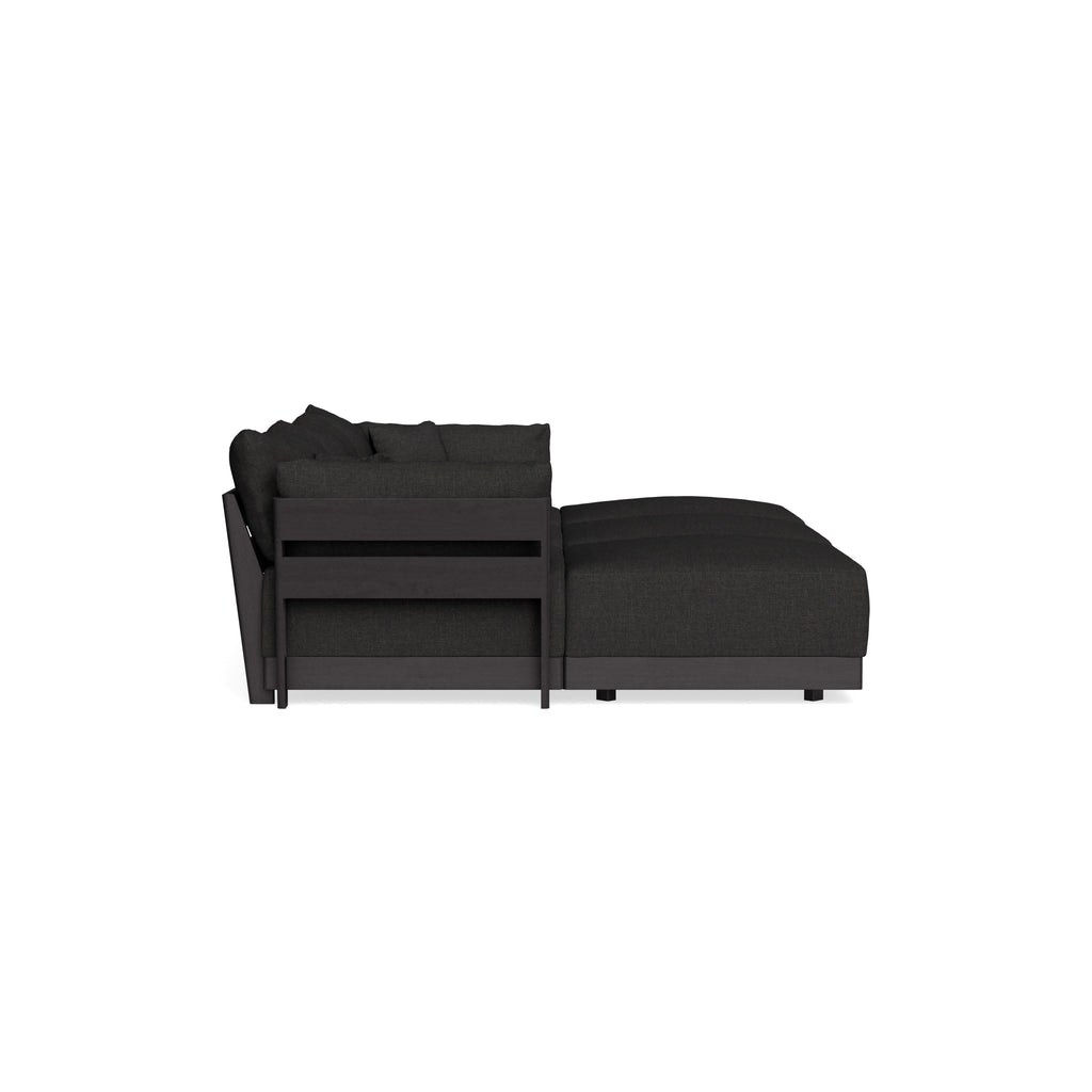 Modular Bondi Black 3-Seater Daybed Sofa Sectional in Peppercorn | Memory Foam Blend