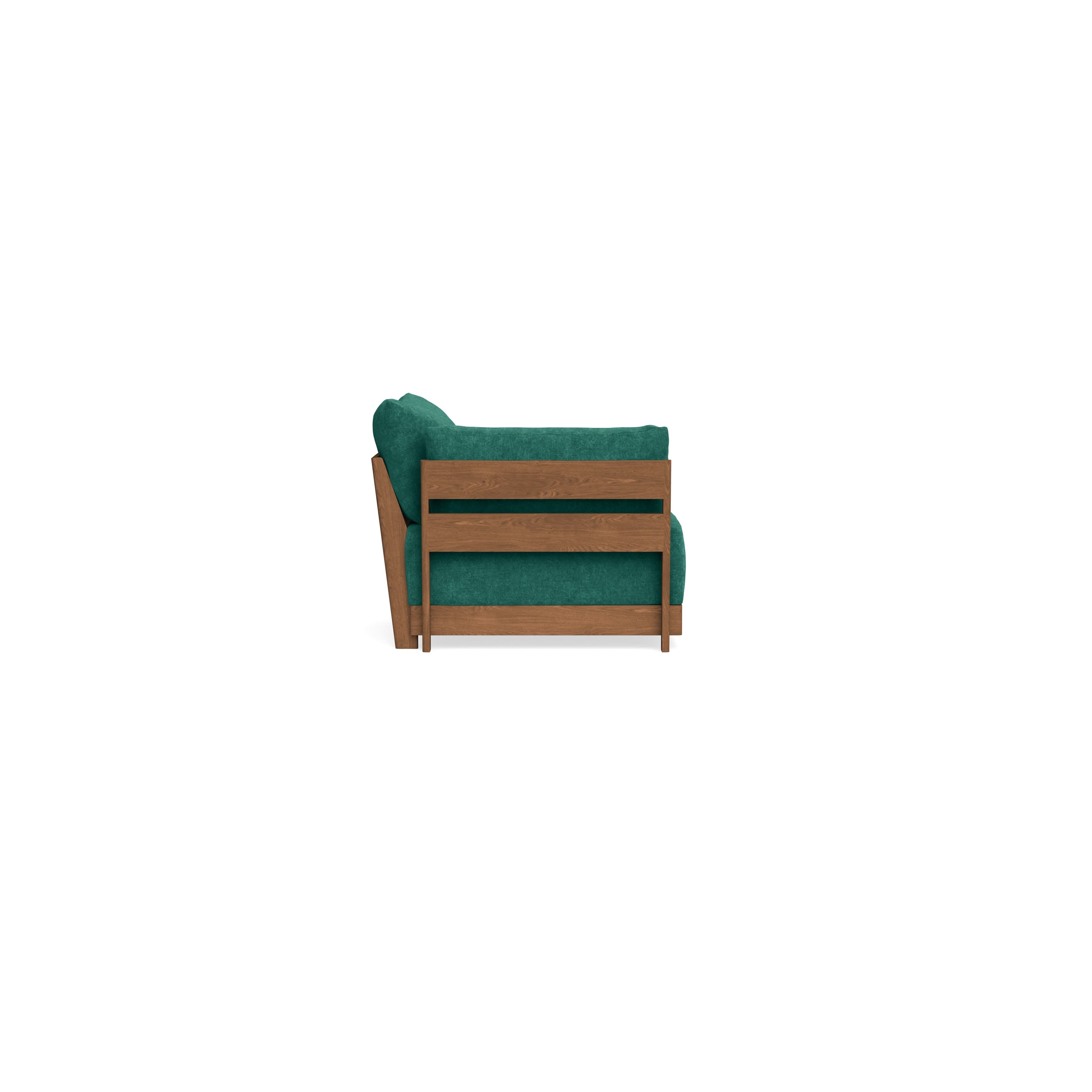 Modular Bondi Espresso End Chair in Jade Green | Memory Foam Blend