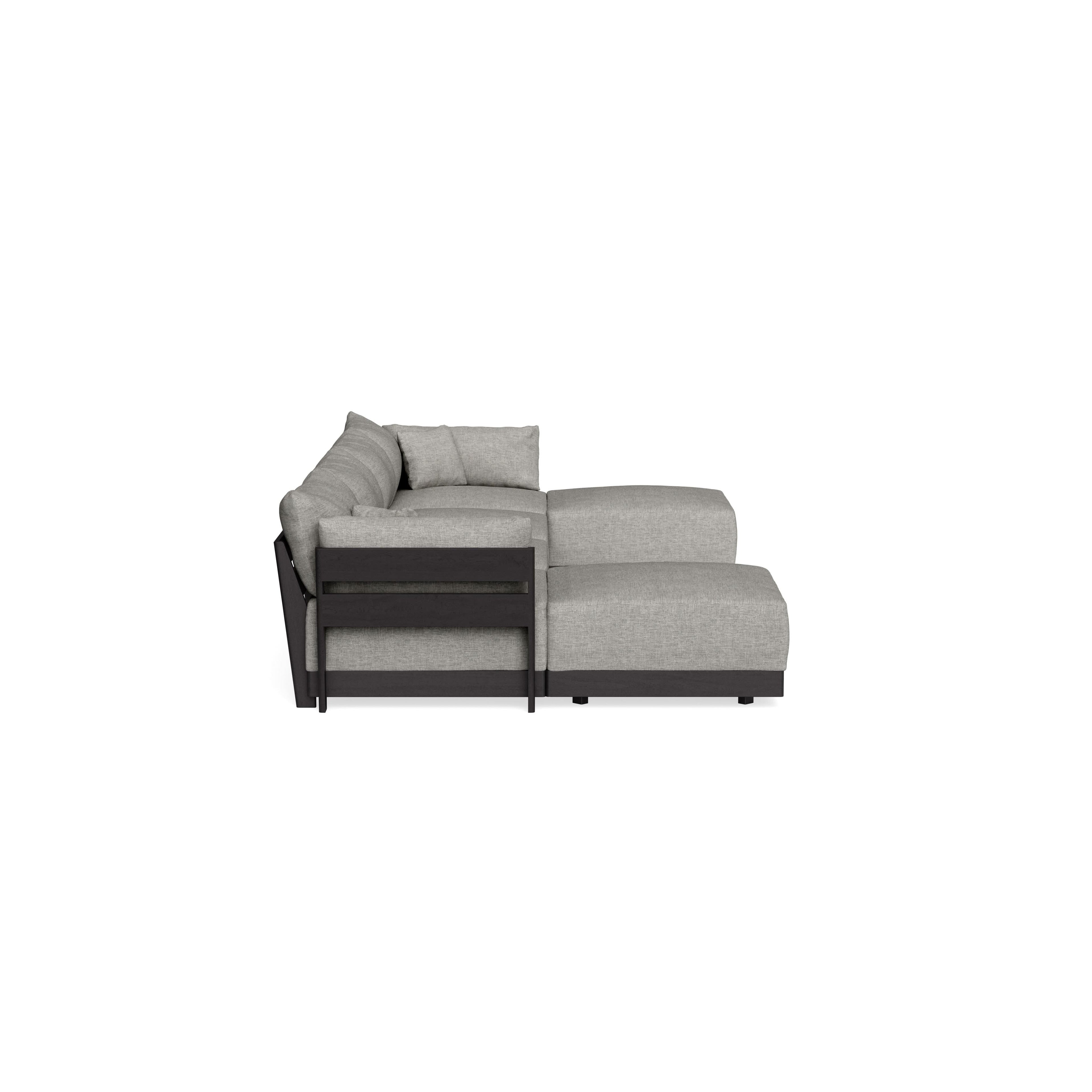 Modular Bondi Black 4-Seater U-Sectional in Fog | Memory Foam Blend