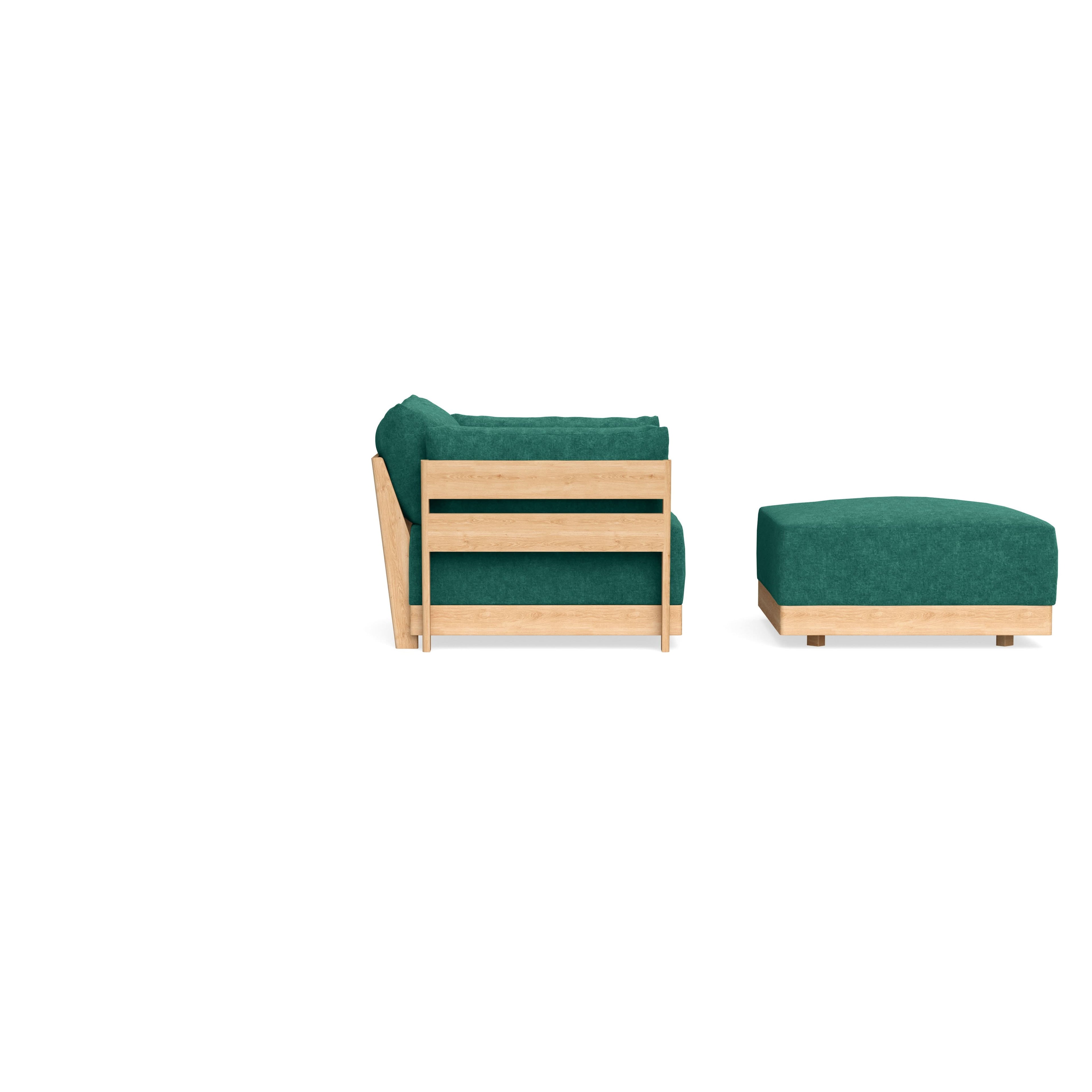 Modular Bondi Latte Armchair + Ottoman in Jade Green | Memory Foam Blend