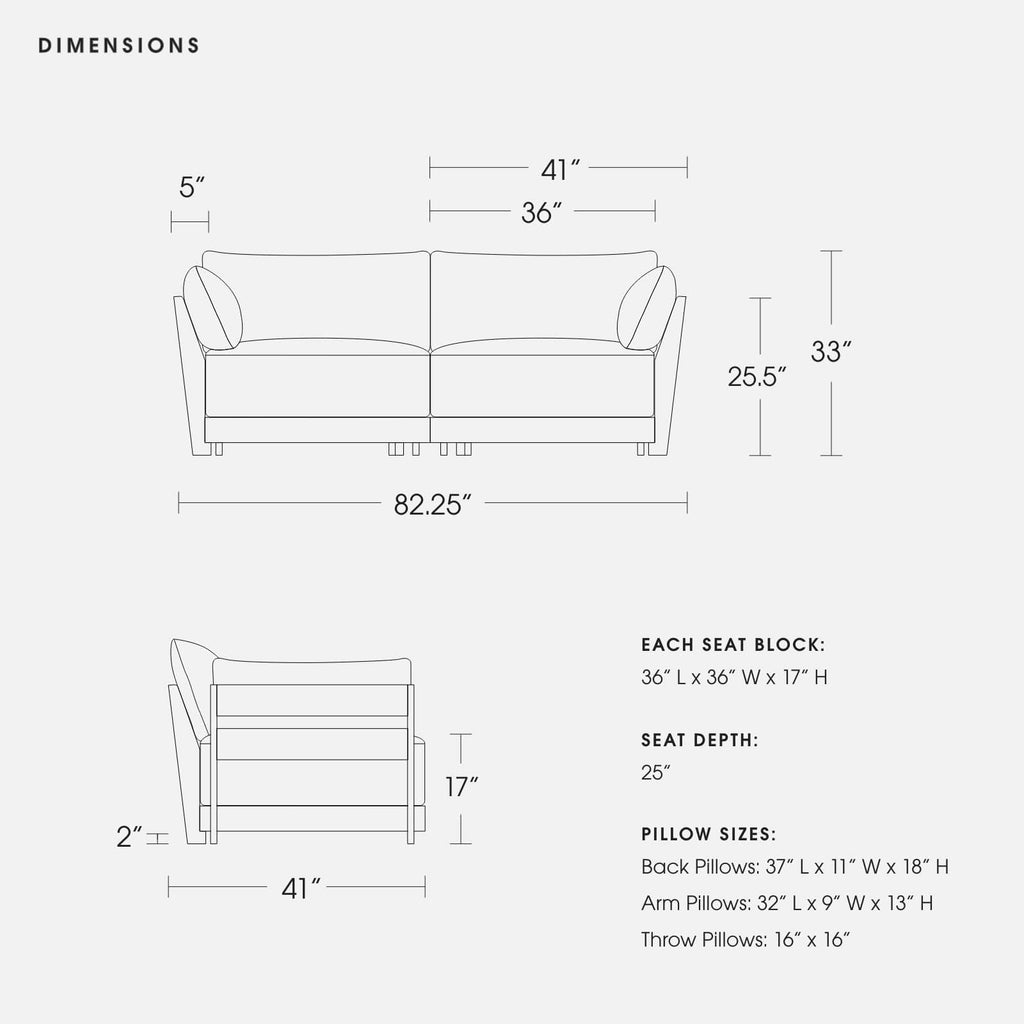 Modular Bondi Latte 2-Seater Sofa in Eclipse | Classic Blend
