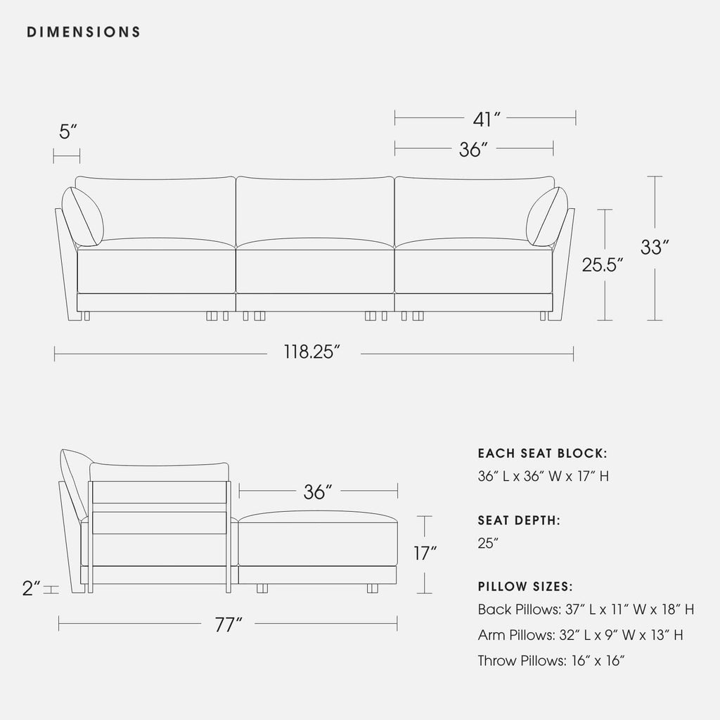 Modular Bondi Espresso 3-Seater U-Sectional in Poppy Orange | Classic Blend
