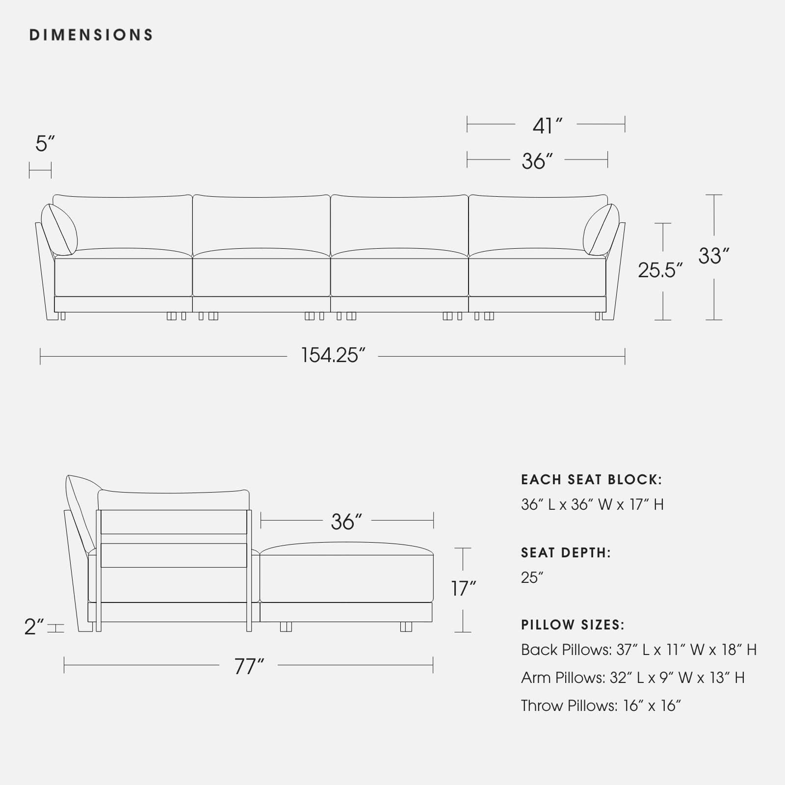 Modular Bondi Latte 4-Seater U-Sectional in Cement | Memory Foam Blend