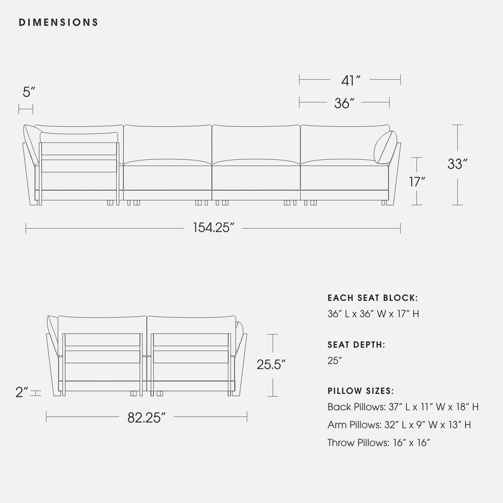 Modular Bondi Black 5-Seater L-Sectional in Dijon | Classic Blend