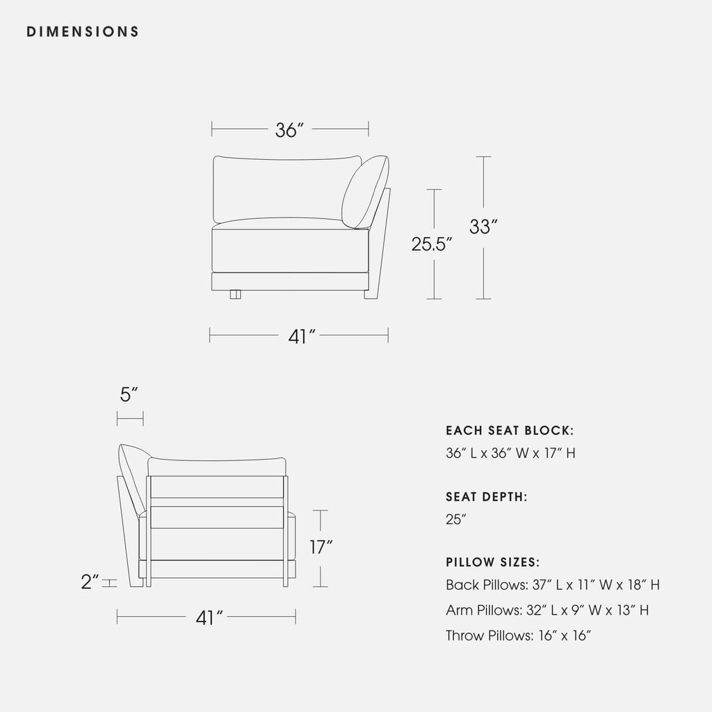 Modular Bondi Latte Corner Chair in Wheat | Classic Blend